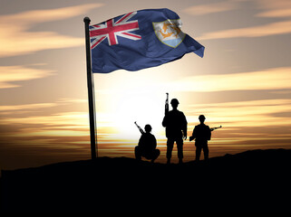 Anguilla Independence Day, Anguilla flag with soldiers. Photo Illustration
