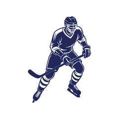 Hockey player silhouettes Clip art isolated vector illustration on white background