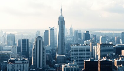 Fototapeta premium Skyline of a Modern City with Tall Buildings.