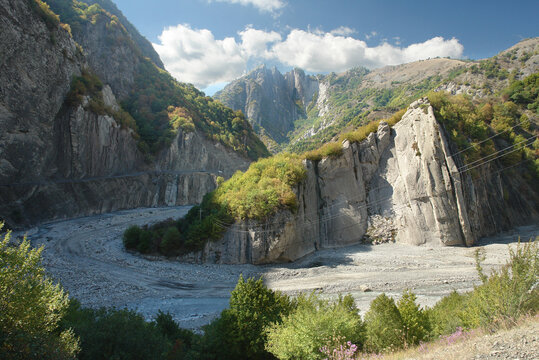 Girdimanchay river in Azerbaijan mountains on the way to lahic village