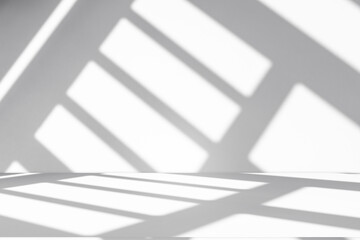 Wall interior background, studio and backdrops show products.with shadow from window color white and grey. background for text insertion and presentation product	