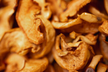 dried apple in slices for cooking, background of apple drying