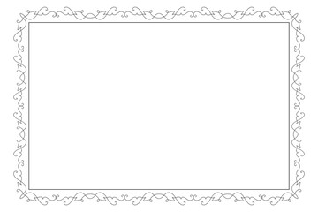 Classic swirl Decorative line ornate border, filigree rectangle Decorated frame for Victorian card, menu, wedding, certificate, document, Fancy Lines style landscape page borders design
