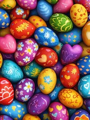 Fototapeta premium Stacked Painted Eggs
