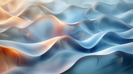 Obraz premium Abstract Waves of Color in Serene Blue and Orange Tones Flowing Together