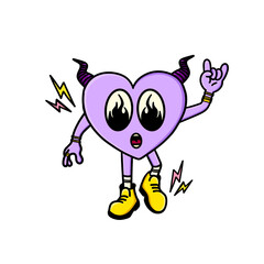 Sticker d'un personnage cœur rétro et coloré