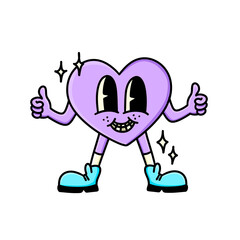 Sticker d'un personnage cœur rétro et coloré