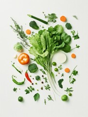 vegetables on a white