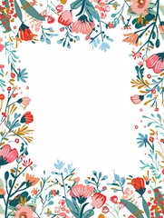The Exquisite Hand Drawn Floral Border Background: A Delicate and Charming Visual Element.