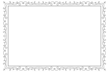 Classic swirl Decorative line ornate border, filigree rectangle Decorated frame for Victorian card, menu, wedding, certificate, document, Fancy Lines style landscape page borders design
