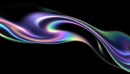 Fototapeta premium Abstract iridescent swirl on black background.