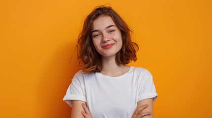 Obraz premium The cheerful young woman