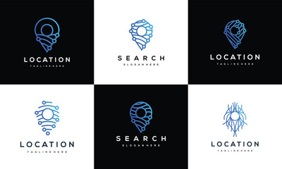 Collection of technology location inspiration logo design templates.	