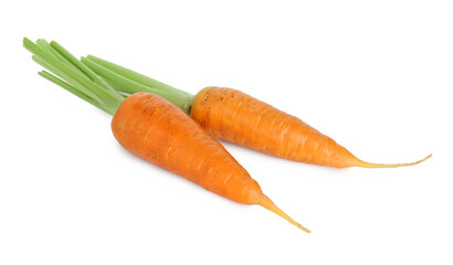 Fresh ripe juicy carrots isolated on white