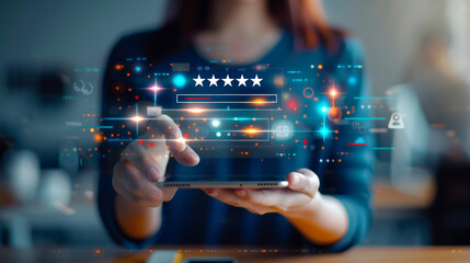 Fototapeta premium Customer Review, Rating, Feedback, and Digital Interface