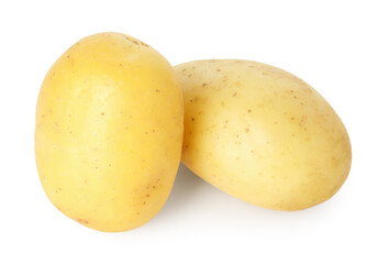 Two young fresh potatoes isolated on white
