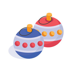 Christmas decoration accessory, isometric vector design of xmas bubbles