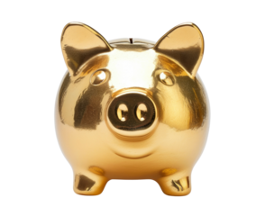 A golden piggy bank, symbolizing saving money and wealth.