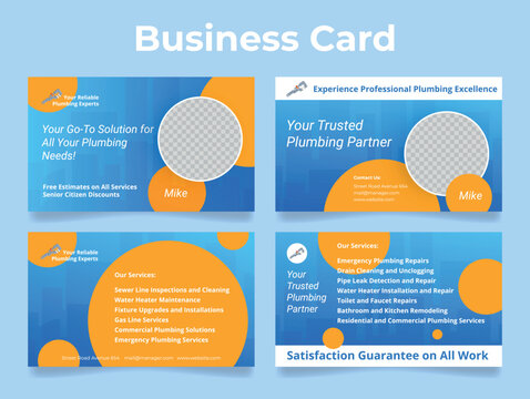 Professional plumbing business card offering reliable services in your local area