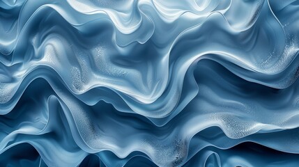 Obraz premium Beautiful Flowing Waves of Light Blue Fabric Captured in Soft Natural Light