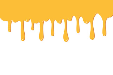 Dripping honey. Melt drop. Flowing liquid isolated on white background. spilled honey, leak, splash. Vector illustration.