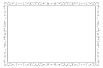 Classic swirl Decorative line ornate border, filigree rectangle Decorated frame for Victorian card, menu, wedding, certificate, document, Fancy Lines style landscape page borders design
