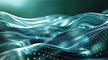 Abstract Turquoise Waves with Glittering Dots for your background business, poster, wallpaper, banner, backdrop, greeting cards, and advertising for business entities or brands.