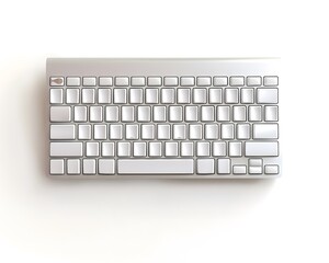 Modern wireless keyboard isolated on a white background. Sleek and minimalist design suitable for various tech and office environments.