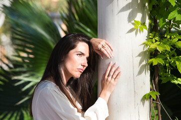 young and beautiful latin woman is sad and angry and depressed because of different problems, she...