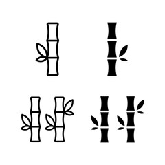 bamboo icon set. Line Art Style Design color editable