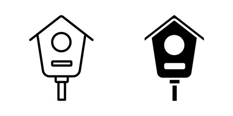Bird house line icon set color editable