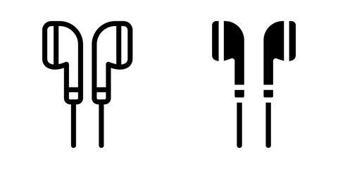 Headphones earphones vector icon set color editable