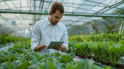 The farmer with tablet