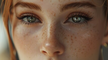 Fototapeta premium A high-definition image featuring a clean girl makeup look, with a focus on natural and subtle tones, soft eyeshadows, and a fresh-faced complexion, beautifully captured 
