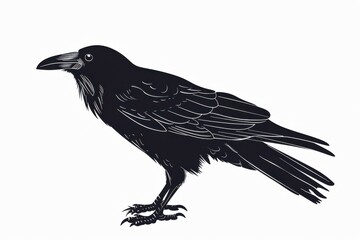 Fototapeta premium Mysterious raven in minimalist style symbolizing prophecy in Nors mythology