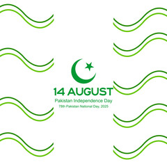 Fototapeta premium beautiful Flags stripes and Moon creative poster template. Vector 14 August. Pakistan Independence Day. Celebration Card. Illustration