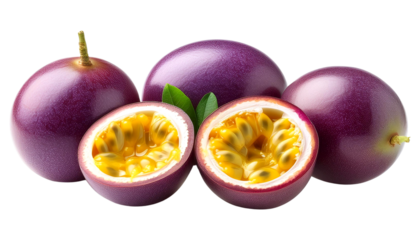 Vibrant purple passion fruit with rich golden pulp; perfect for fresh desserts, juices, and tropical dishes.