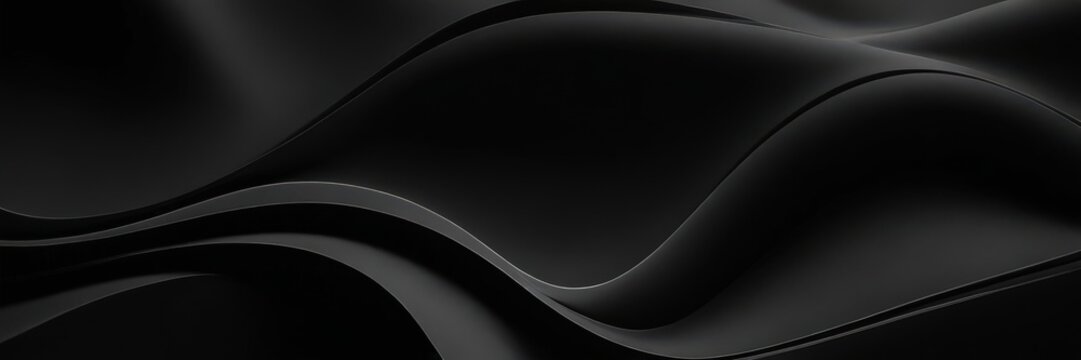 close-up view black, wavy surface with subtle gradient, creating sense depth and movement.