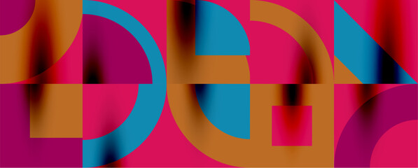 Obraz premium Neo memphis geometric pattern with circles, squares. Pop art abstract background for covers, banners, flyers and posters and other templates