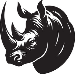 Rhino Head Silhouette isolated on white background Minimalist rhino vector shape 