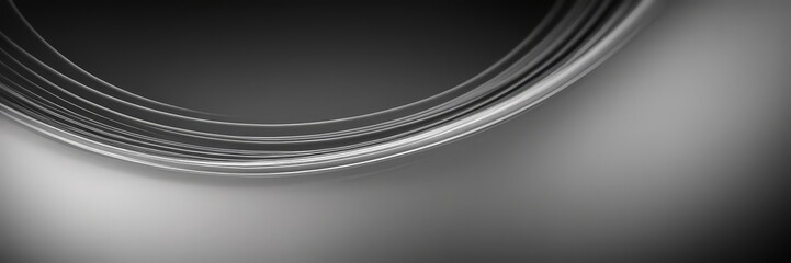 black and white abstract featuring curved lines and gradient background.