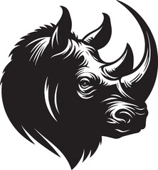Rhino Head Silhouette isolated on white background Minimalist rhino vector shape 