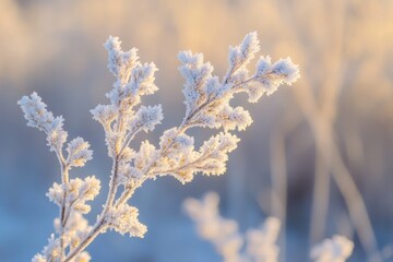 Obraz premium Frosty plant close-up