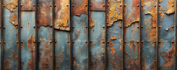 Rusted metal wall, topview, background, flat