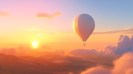 Fototapeta premium Hot Air Balloon Soaring Above Clouds at Sunset
