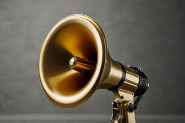 Pure Gold Megaphone Isolated on Solid Background