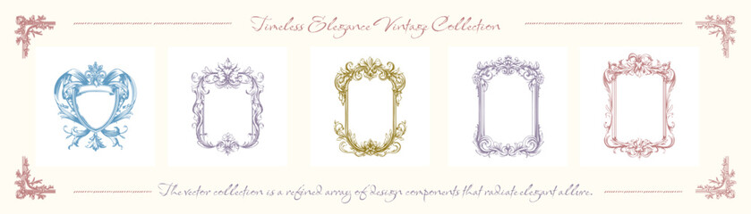 A collection of refined classic frames, featuring enduring elegance and intricate designs, ideal for displaying treasured memories or adding a sophisticated touch. Vector illustration