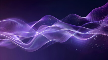 Abstract digital pattern of pink and blue wavy lines with glowing dots on a dark background ,3d rendering of glowing particles in empty space with depth of field and bokek
