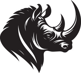 Rhino Head Silhouette isolated on white background Minimalist rhino vector shape 