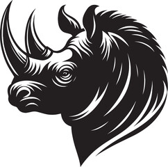 Rhino Head Silhouette isolated on white background Minimalist rhino vector shape 